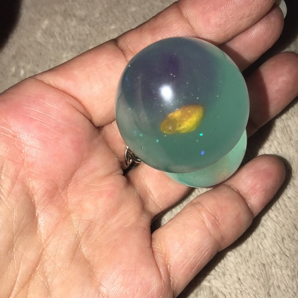 Epoxy resin mini mushroom 🍄 keychain light aqua blue and swirl of purple - Picture 3 of 6